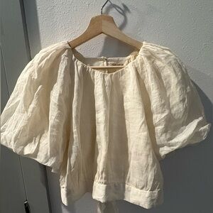 Rami Open Back Top, size medium, 100% cotton, linen like material, cream